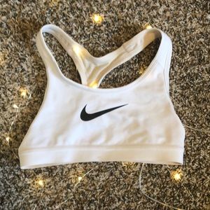 Reversible nude/white nike sports bra
